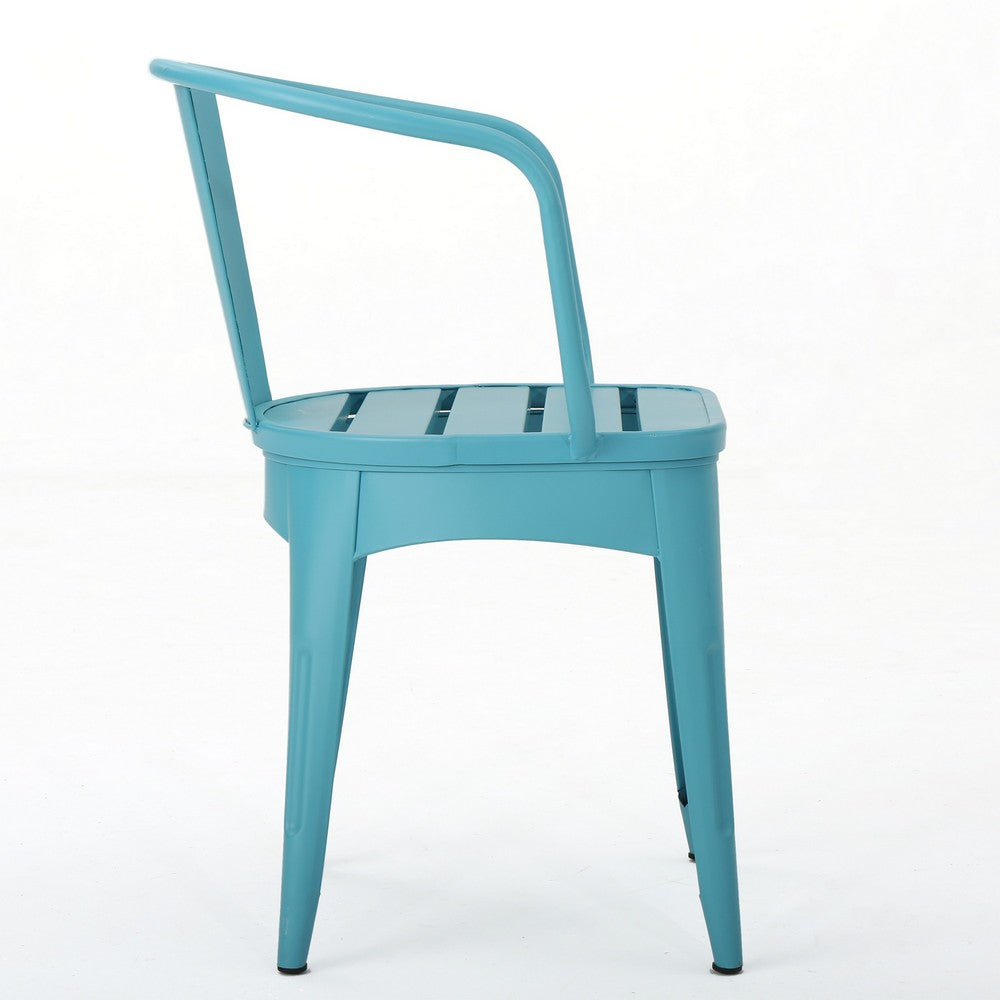 Rune Outdoor Round Bistro Table Set, 2 Chair, Teal Iron