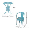 Rune Outdoor Round Bistro Table Set, 2 Chair, Teal Iron