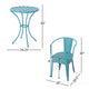 Rune Outdoor Round Bistro Table Set, 2 Chair, Teal Iron