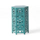 Liana Outdoor Side End Table, Flower-Cut 12'' Top, Teal Blue