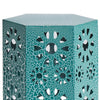 Liana Outdoor Side End Table, Flower-Cut 12'' Top, Teal Blue