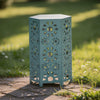 Liana Outdoor Side End Table, Flower-Cut 12'' Top, Teal Blue