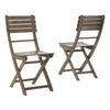Cami Outdoor Foldable Bistro Chair, Slat Back, Cross Gray Acacia Wood