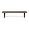 Leslee Outdoor Dining Bench 74 Inch Black Trestle Legs Gray Wood BM323900