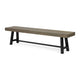 Leslee Outdoor Dining Bench, 74 Inch, Black Trestle Legs, Gray Wood