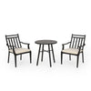 Outdoor Bistro Table Set with 2 Chairs, Slatted, Black Iron, Beige