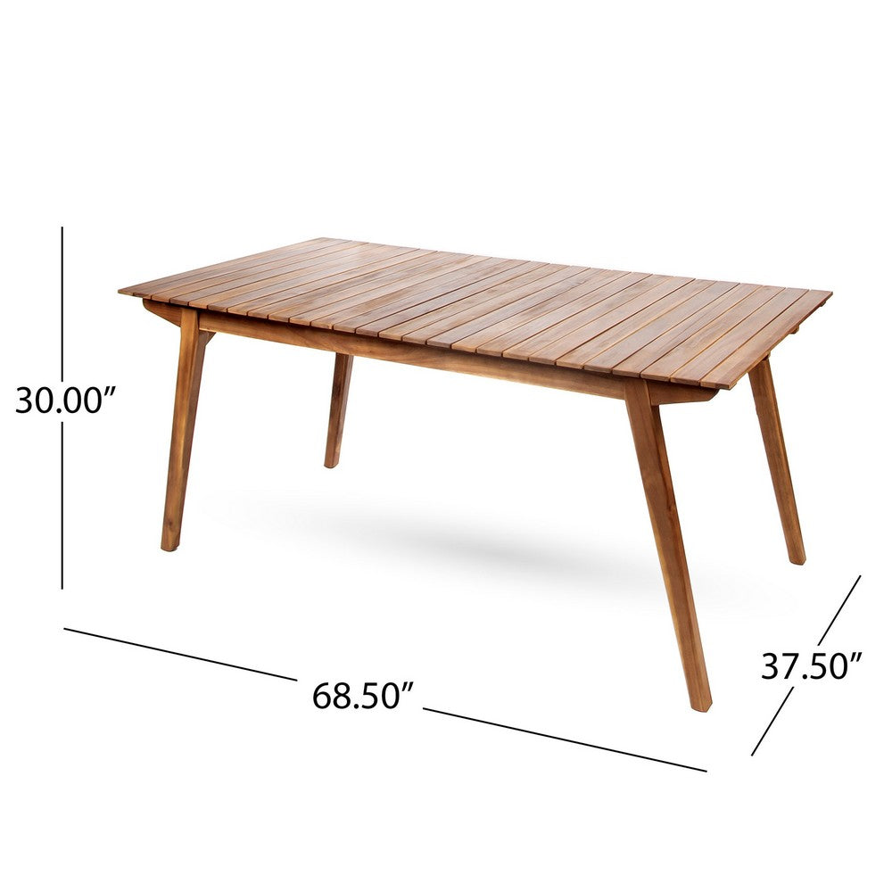 Outdoor Dining Table, 69'' Rectangular, Brown Acacia Wood