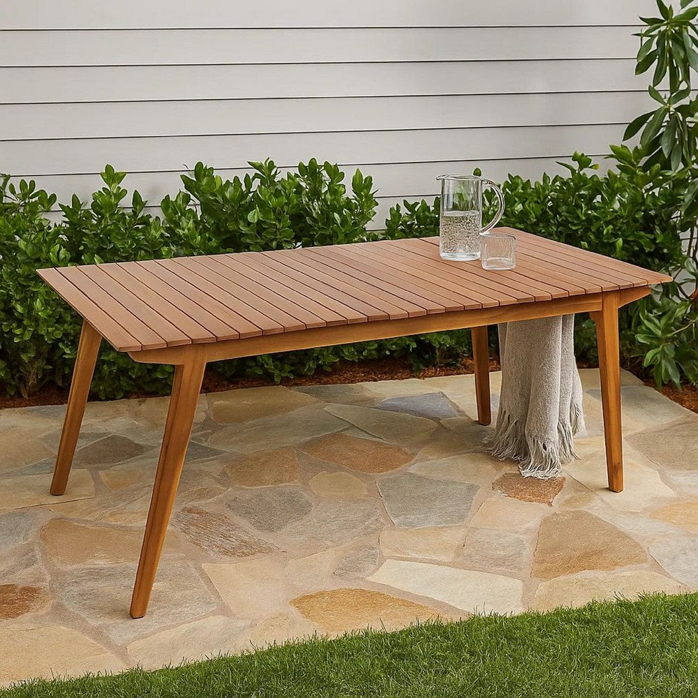 Outdoor Dining Table, 69'' Rectangular, Brown Acacia Wood