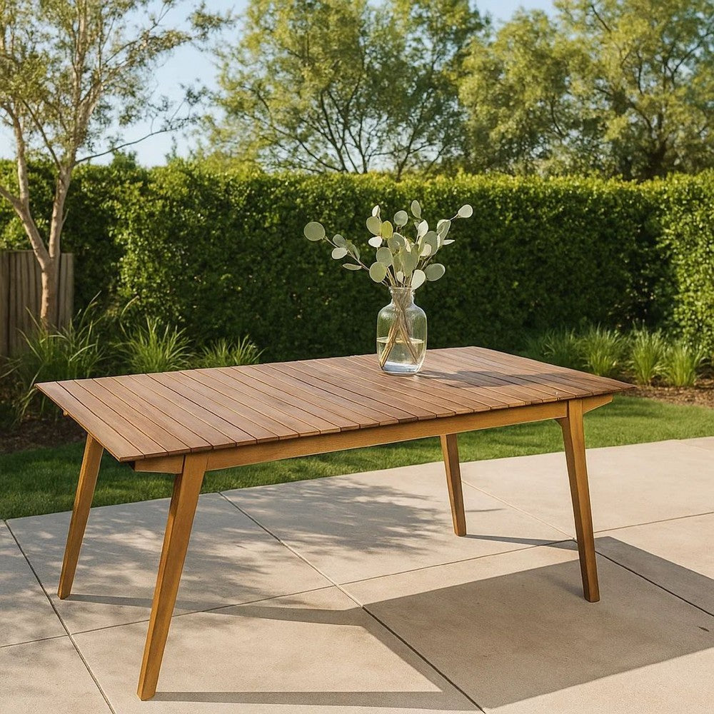 Outdoor Dining Table, 69'' Rectangular, Brown Acacia Wood