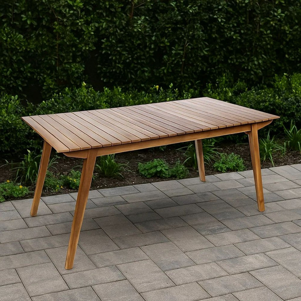 Outdoor Dining Table, 69'' Rectangular, Brown Acacia Wood