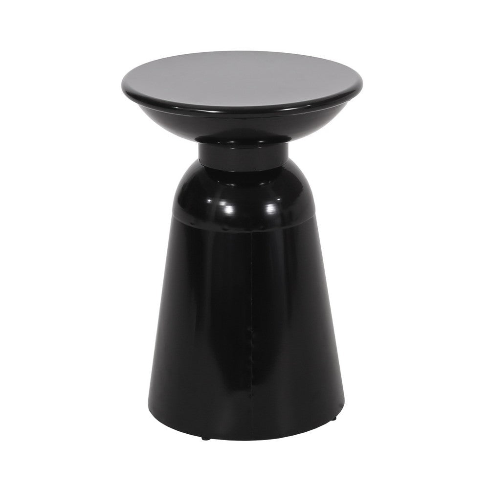 Side End Table Set of 2 Round Taper Top Pedestal Base Black Metal BM323904