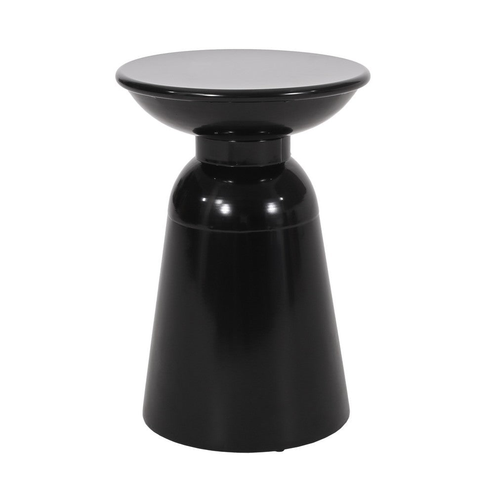 Side End Table Set of 2 Round Taper Top Pedestal Base Black Metal BM323904