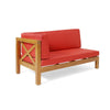 Juna Outdoor Left Arm Bench, Red, Brown Acacia Wood
