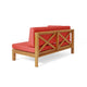 Juna Outdoor Left Arm Bench, Red, Brown Acacia Wood