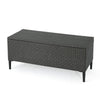 Gert Outdoor Wicker Bench with Storage, 42 Inch Iron, Gray Rattan