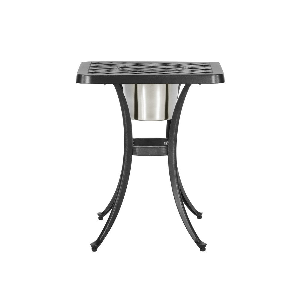 Outdoor Bistro Square Table with Built-In Ice Bucket 21 Inch Copper BM323910