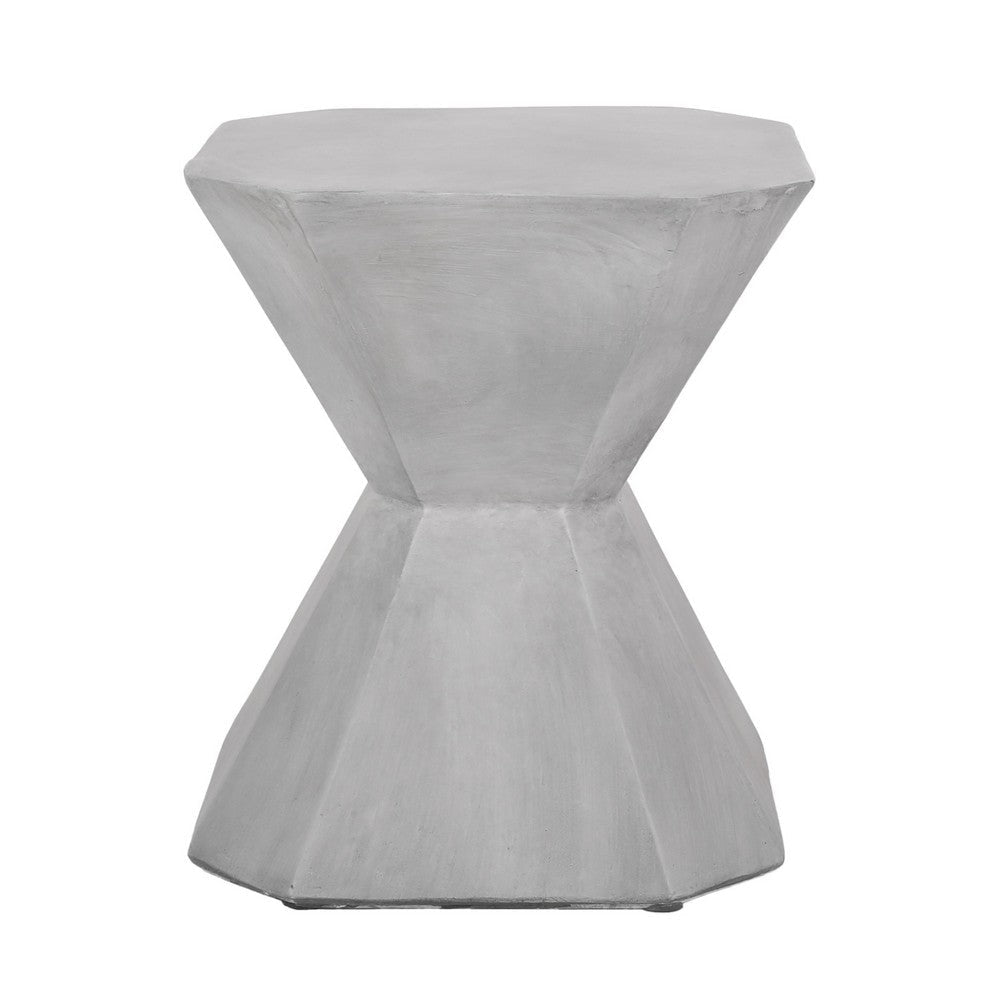 Outdoor End Table Modern Hourglass Shape 17 Inch Natural Concrete BM323912