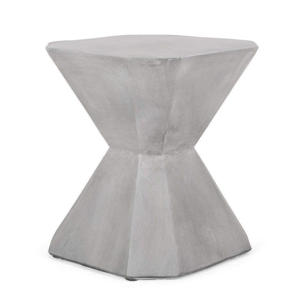 Outdoor End Table Modern Hourglass Shape 17 Inch Natural Concrete BM323912