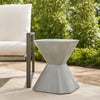 Outdoor End Table, Modern Hourglass Shape, 17 Inch, Natural Concrete