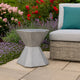 Outdoor End Table, Modern Hourglass Shape, 17 Inch, Natural Concrete