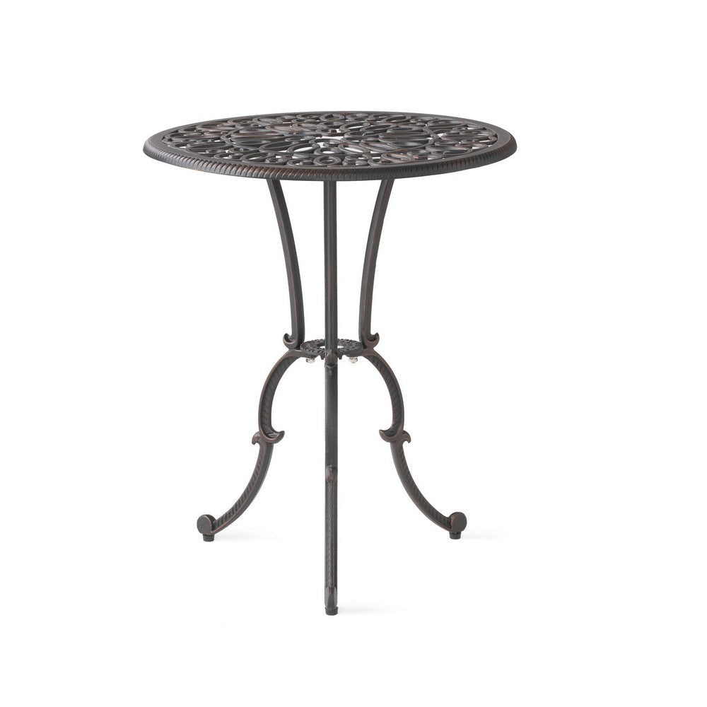 Charlie 3 pcs Bistro Set w Umbrella Hole Cast Aluminum in Copper BM323913