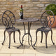 Charlie 3 pcs Bistro Set w Umbrella Hole, Cast Aluminum in Copper