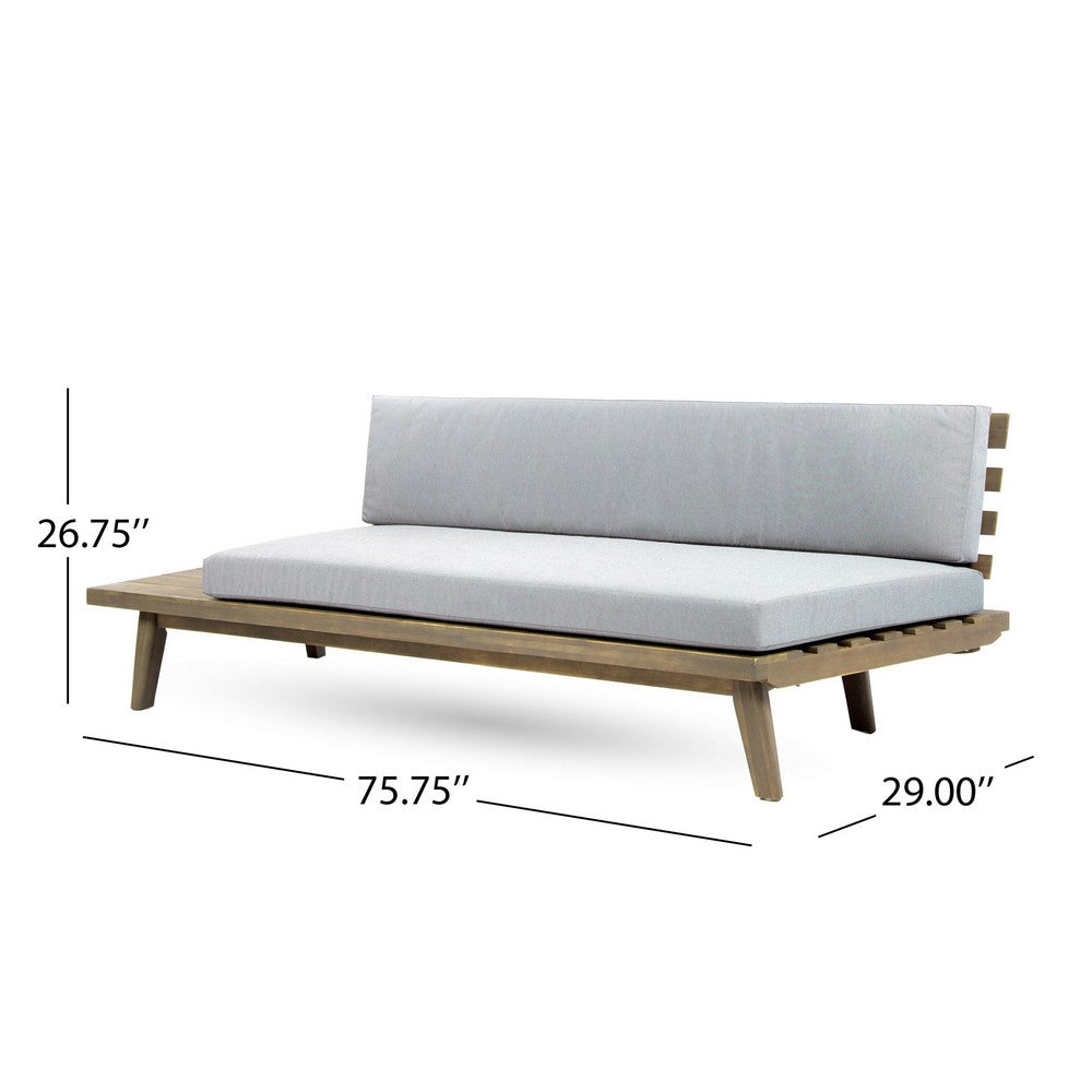 Outdoor 2-Seater Sofa, 76 Inch Slatted Acacia Wood w Built in Table