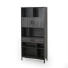 Eby Cube Bookcase, 6 Storage Spaces, Drawer, Cabinet 67 Inch Dark Gray