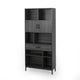 Eby Cube Bookcase, 6 Storage Spaces, Drawer, Cabinet 67 Inch Dark Gray