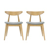 Hoso Dining Chair Set of 2, Light Gray, Curved Natural Brown