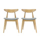 Hoso Dining Chair Set of 2, Light Gray, Curved Natural Brown