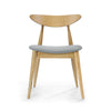 Hoso Dining Chair Set of 2, Light Gray, Curved Natural Brown