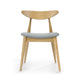 Hoso Dining Chair Set of 2, Light Gray, Curved Natural Brown