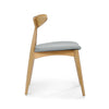 Hoso Dining Chair Set of 2, Light Gray, Curved Natural Brown