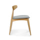 Hoso Dining Chair Set of 2, Light Gray, Curved Natural Brown