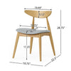 Hoso Dining Chair Set of 2, Light Gray, Curved Natural Brown