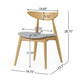 Hoso Dining Chair Set of 2, Light Gray, Curved Natural Brown