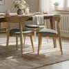 Hoso Dining Chair Set of 2, Light Gray, Curved Natural Brown