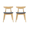 Hoso Dining Chair Set of 2, Dark Gray, Curved Natural Brown