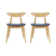 Hoso Dining Chair Set of 2, Dark Gray, Curved Natural Brown