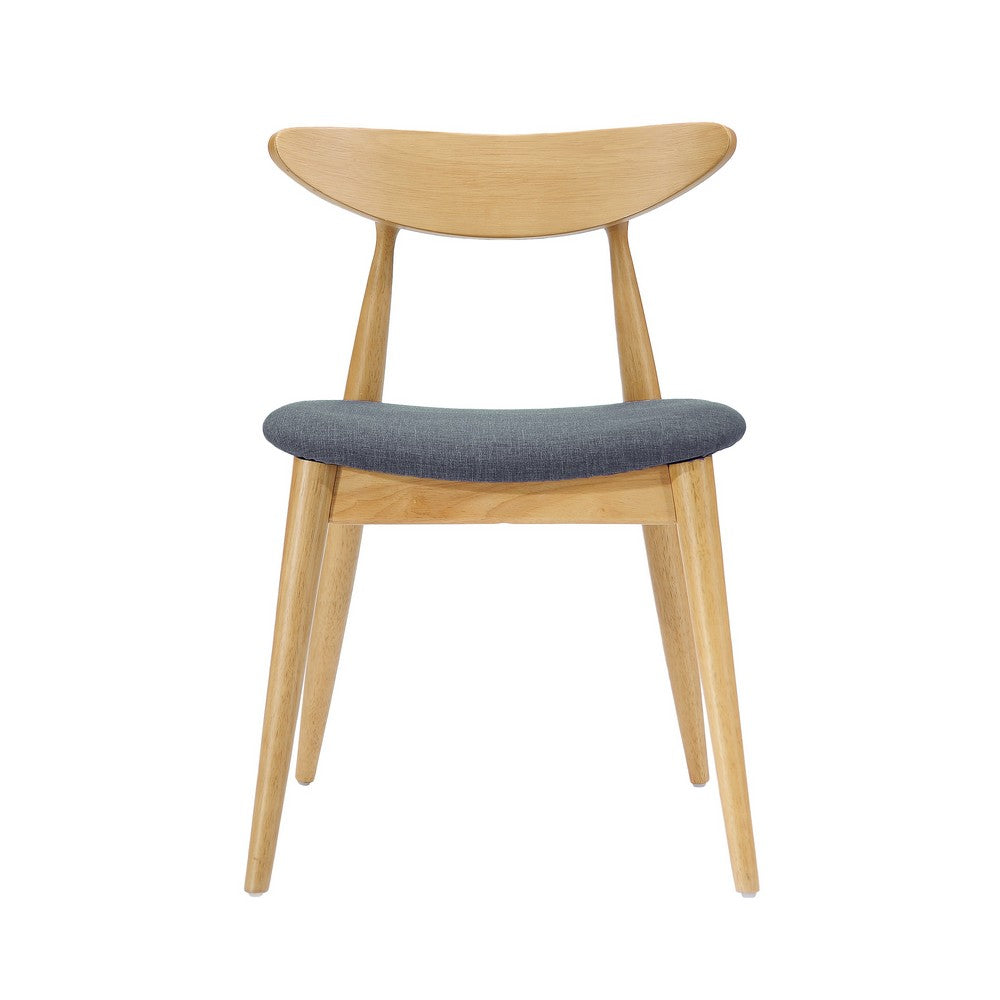 Hoso Dining Chair Set of 2, Dark Gray, Curved Natural Brown