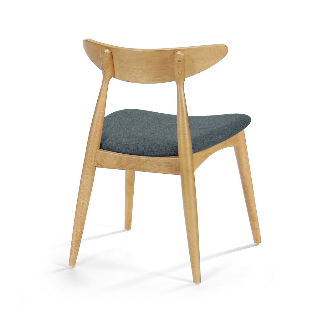 Hoso Dining Chair Set of 2, Dark Gray, Curved Natural Brown