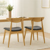 Hoso Dining Chair Set of 2, Dark Gray, Curved Natural Brown