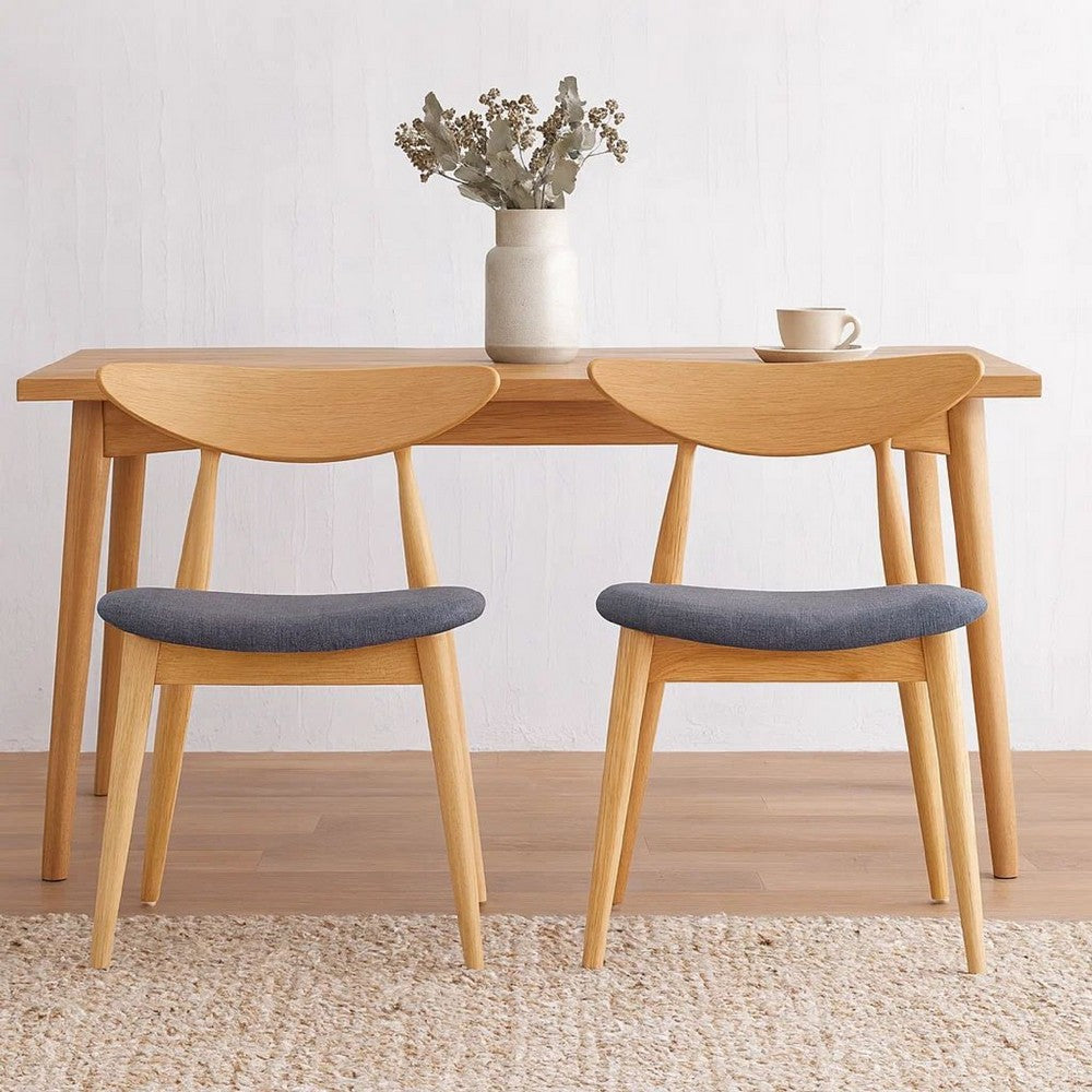 Hoso Dining Chair Set of 2, Dark Gray, Curved Natural Brown