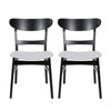 Cole Dining Chair Set of 2, Curved Open Back, Gray Padded Seat, Black