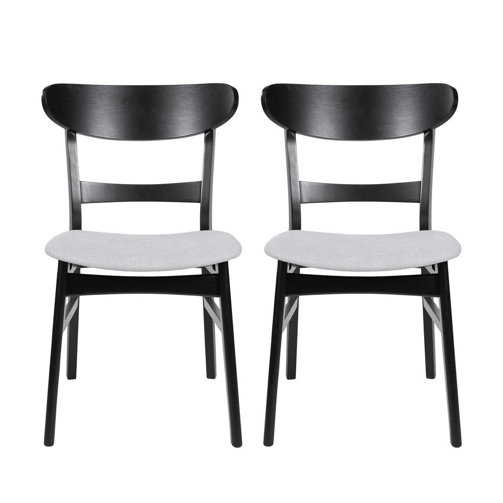 Cole Dining Chair Set of 2, Curved Open Back, Gray Padded Seat, Black