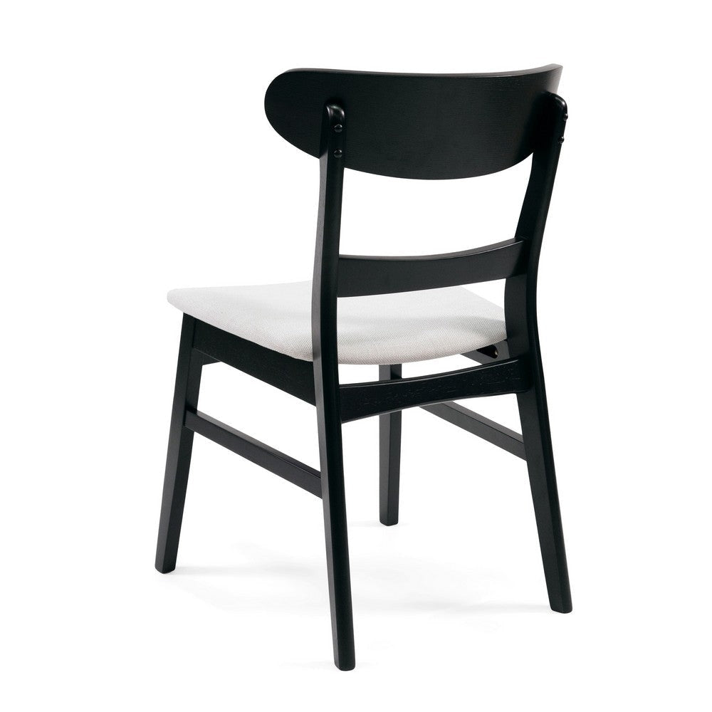 Cole Dining Chair Set of 2 Curved Open Back Beige Padded Seat Black
