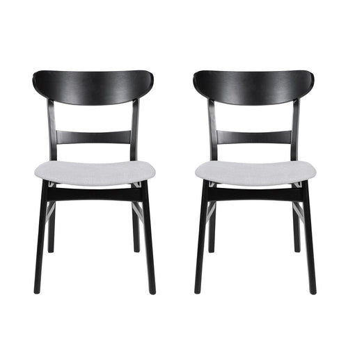 Cole Dining Chair Set of 2, Curved Open Back, Beige Padded Seat, Black