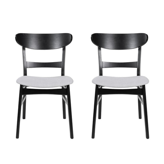 Cole Dining Chair Set of 2, Curved Open Back, Beige Padded Seat, Black
