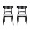 Cole Dining Chair Set of 2, Curved Open Back, Beige Padded Seat, Black